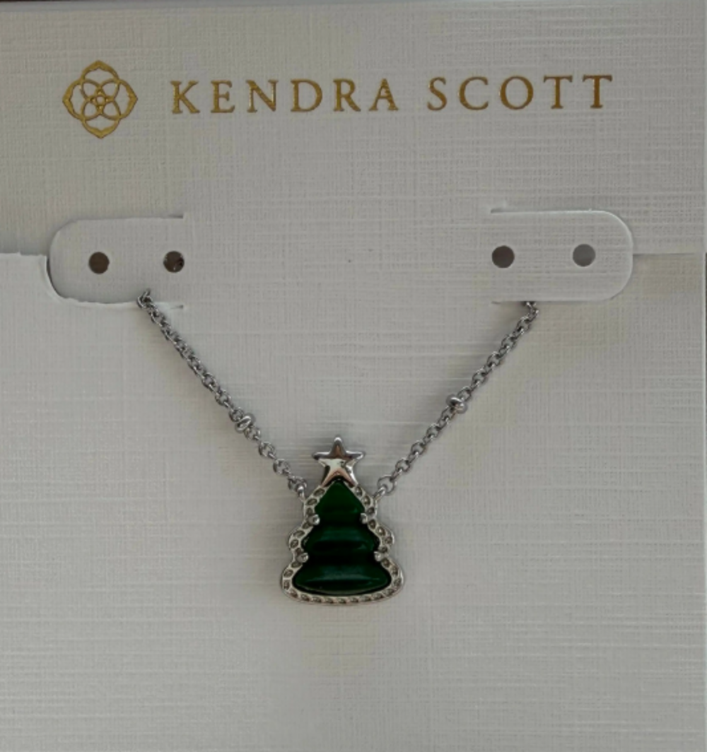 Kendra Scott Silver Christmas Tree Pendant Necklace